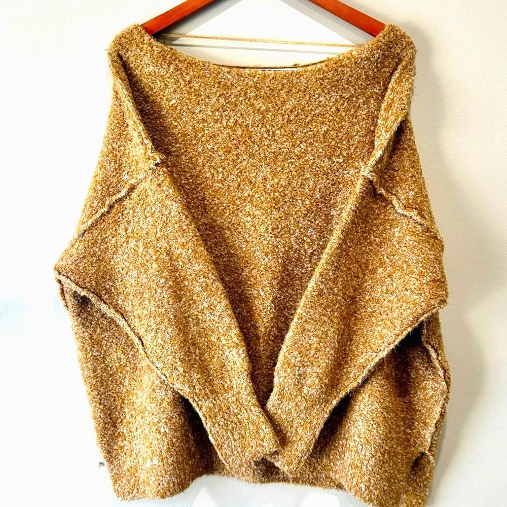 Free People Moira Wool Blend Honeycomb Oversized Sweater Slouchy Sz Small